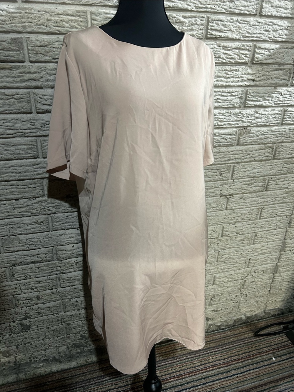 Elegant Light Pink/Beige Shift Dress Size 14 Lined